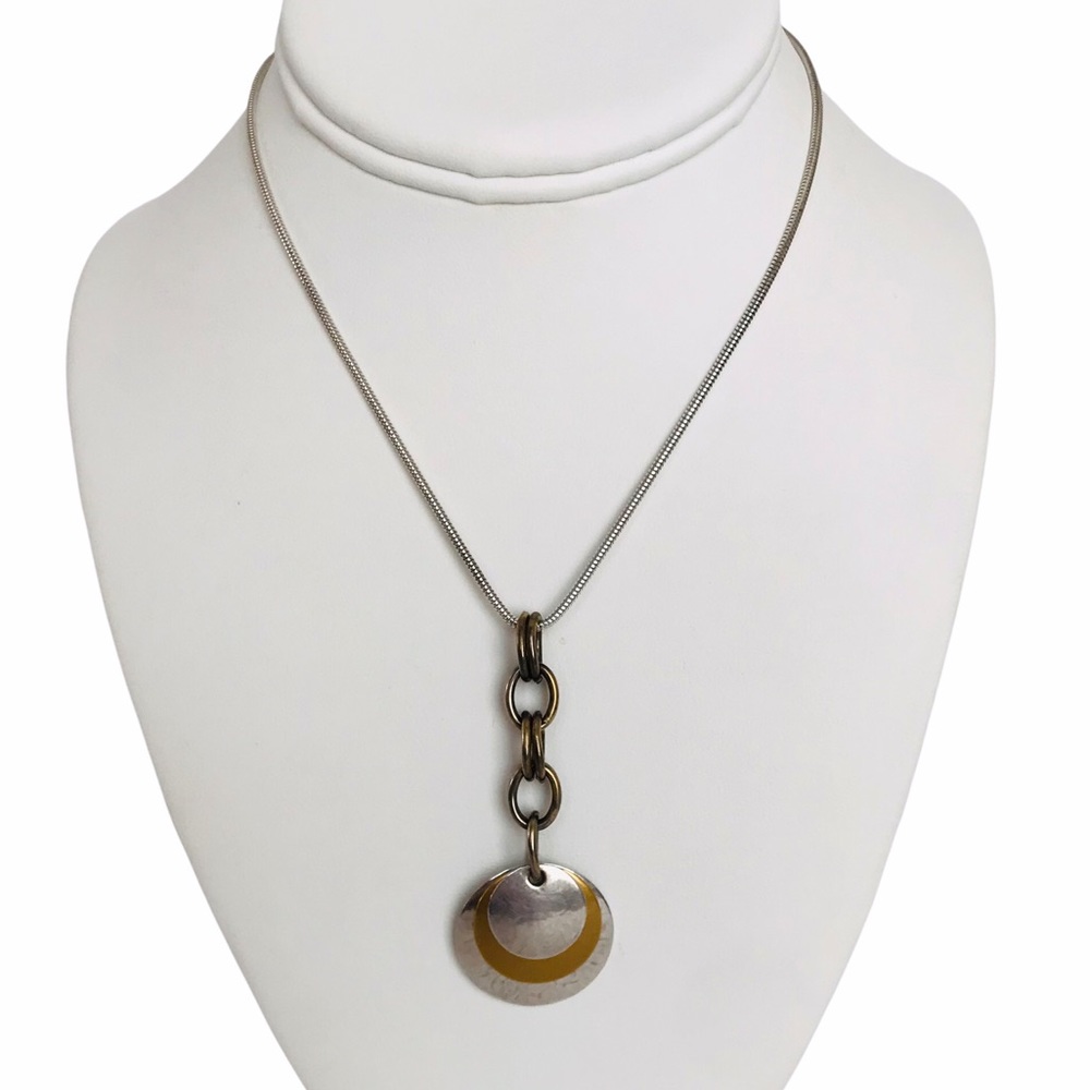 Vintage Marjorie Baer Two Tone Pendant Necklace